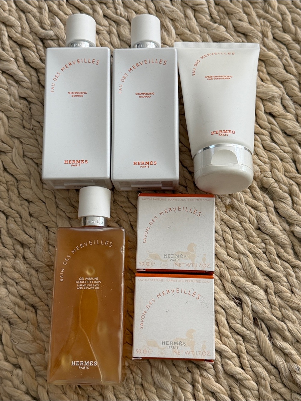 Hermes Eau des Merveilles Bath & Body Set - Shampoo/Conditioner/Bath gel/Soap